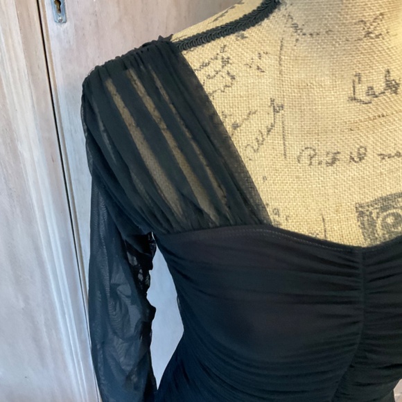 A.L.C  Black Jackie Mesh Long Sleeve Top Blouse ruched sheer whimsigoth fairy M - Picture 12 of 16